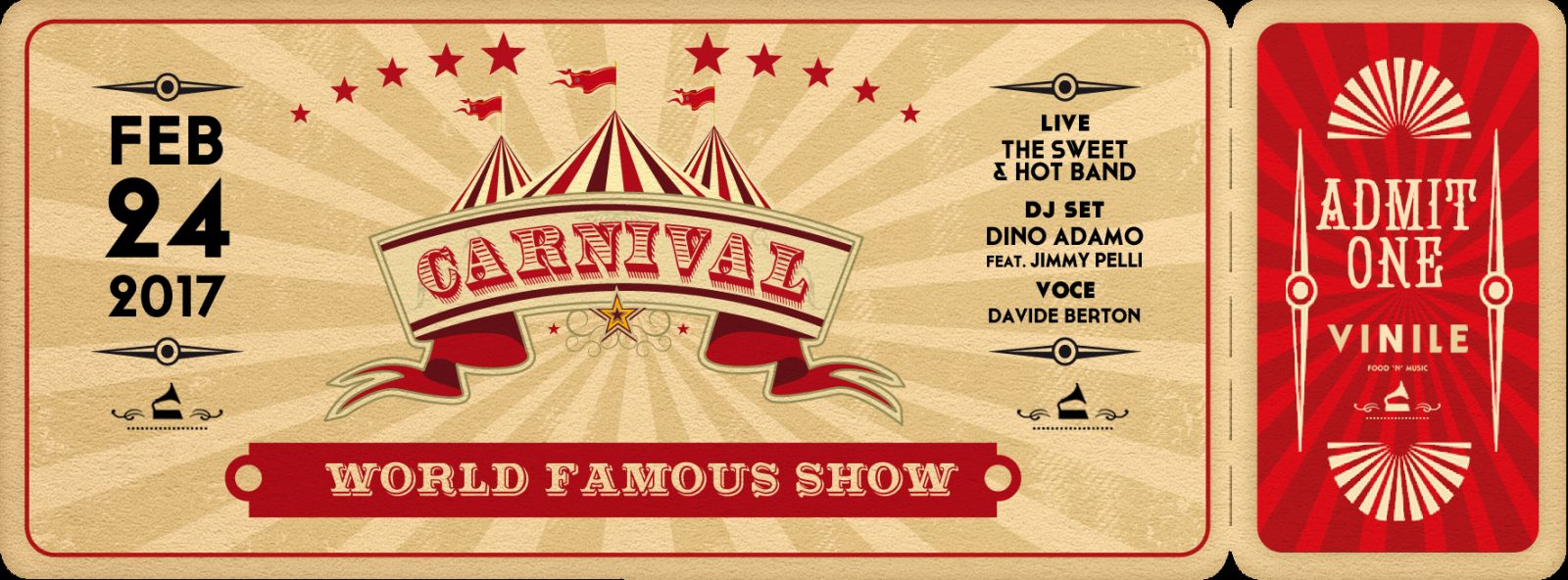 CARNIVAL CIRCUS PARTY, venerdì 24 febbraio 2017 al Vinile