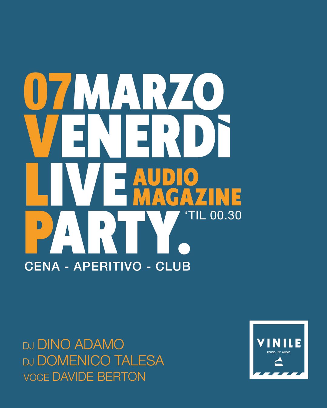 LIVE VINILE, venerdì 7 marzo 2025