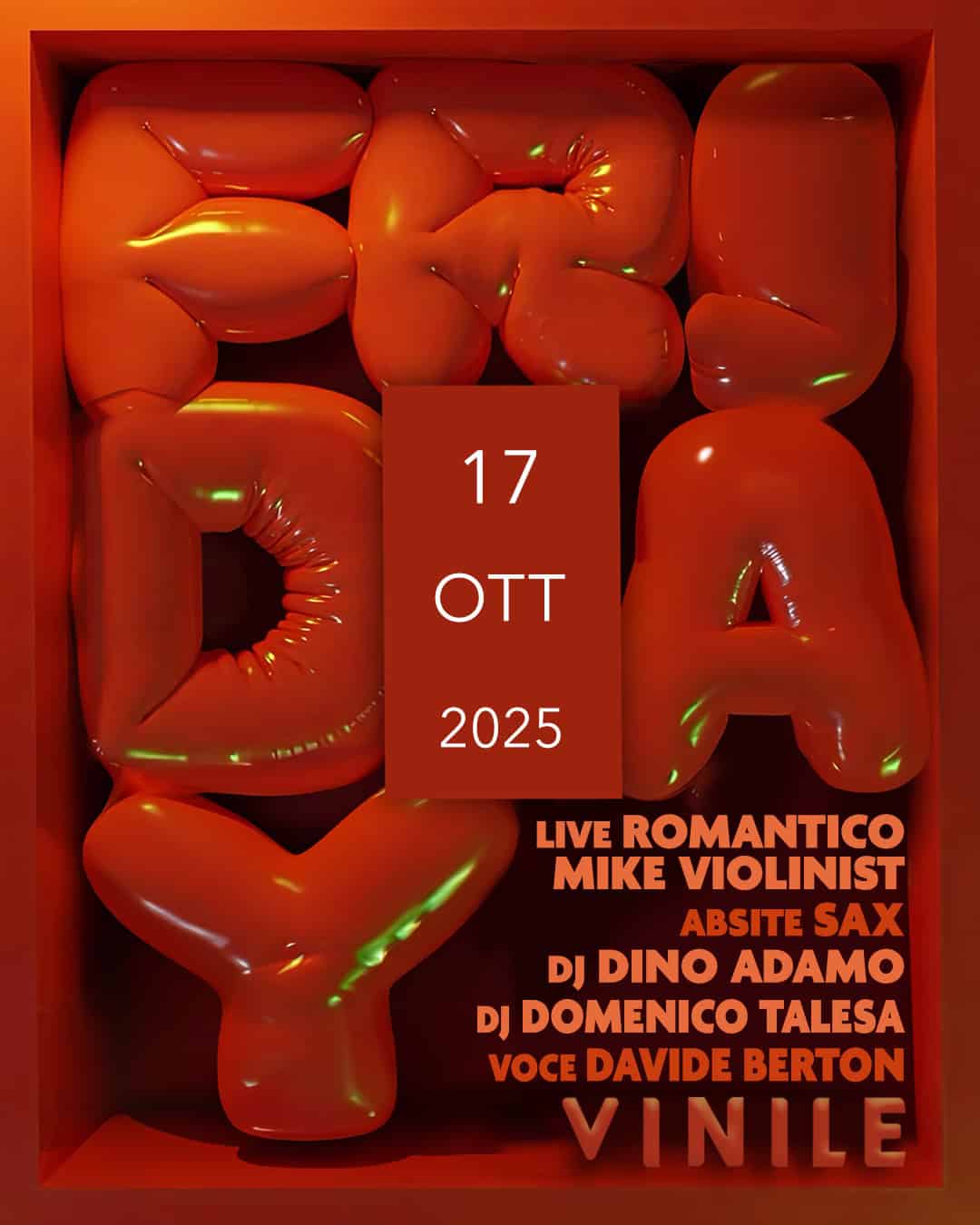 FRIDAY VINILE, venerdì 17 ottobre 2025