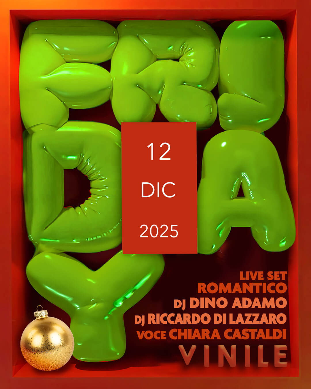 FRIDAY VINILE, venerdì 12 dicembre 2025