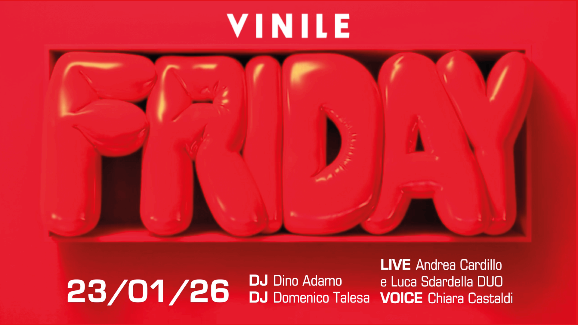 Locandina di FRIDAY VINILE, venerdì 23 gennaio 2026