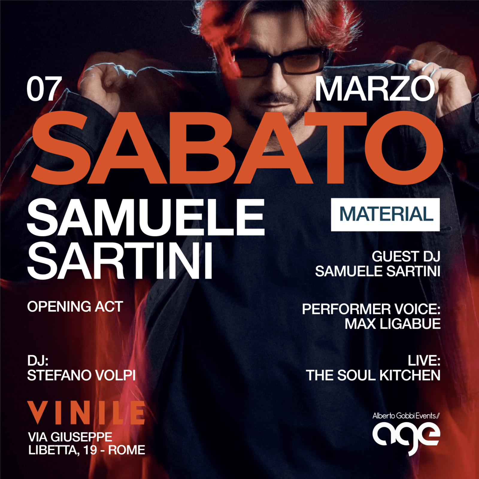 MATERIAL, sabato 7 marzo 2026 al Vinile