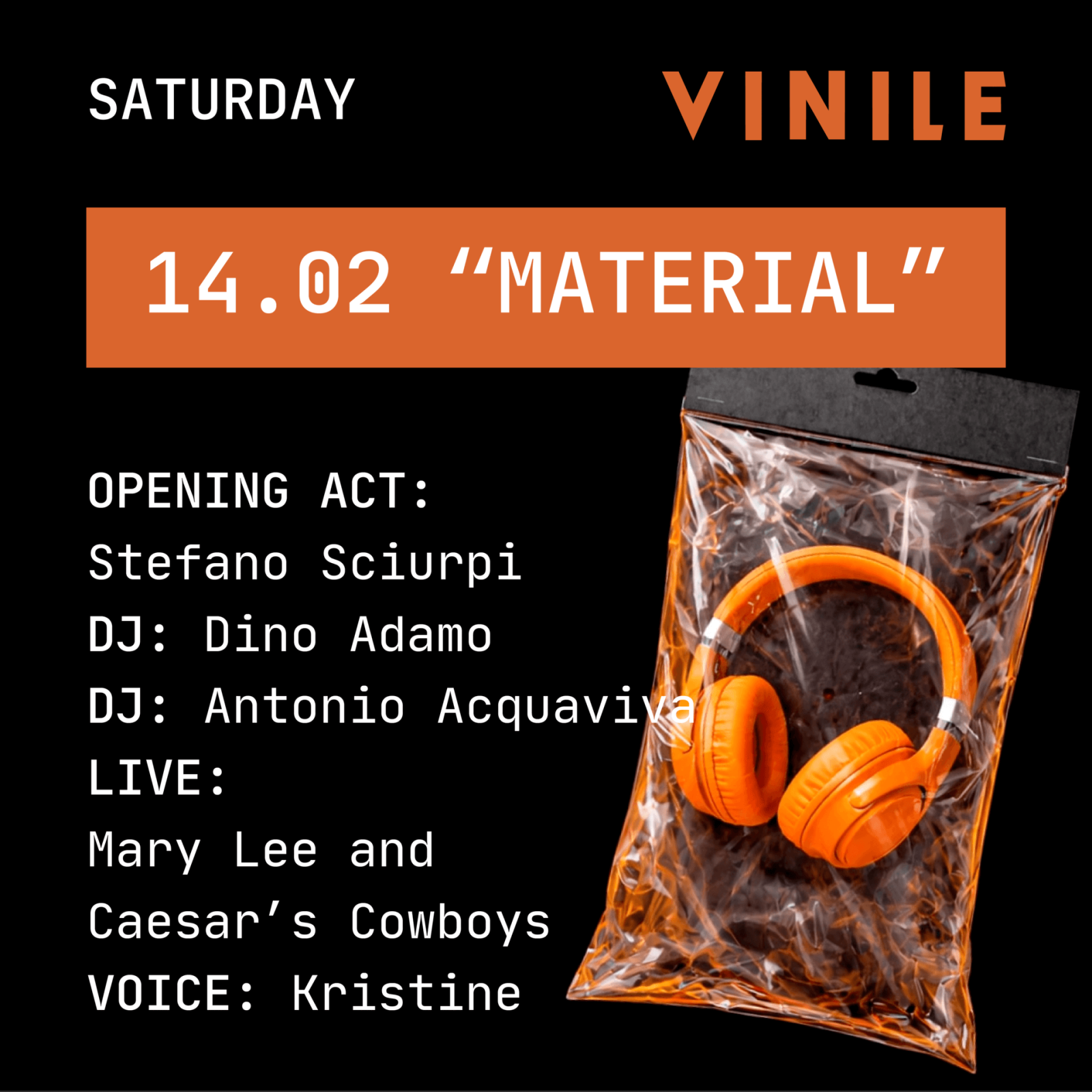 MATERIAL, sabato 14 febbraio 2026 al Vinile