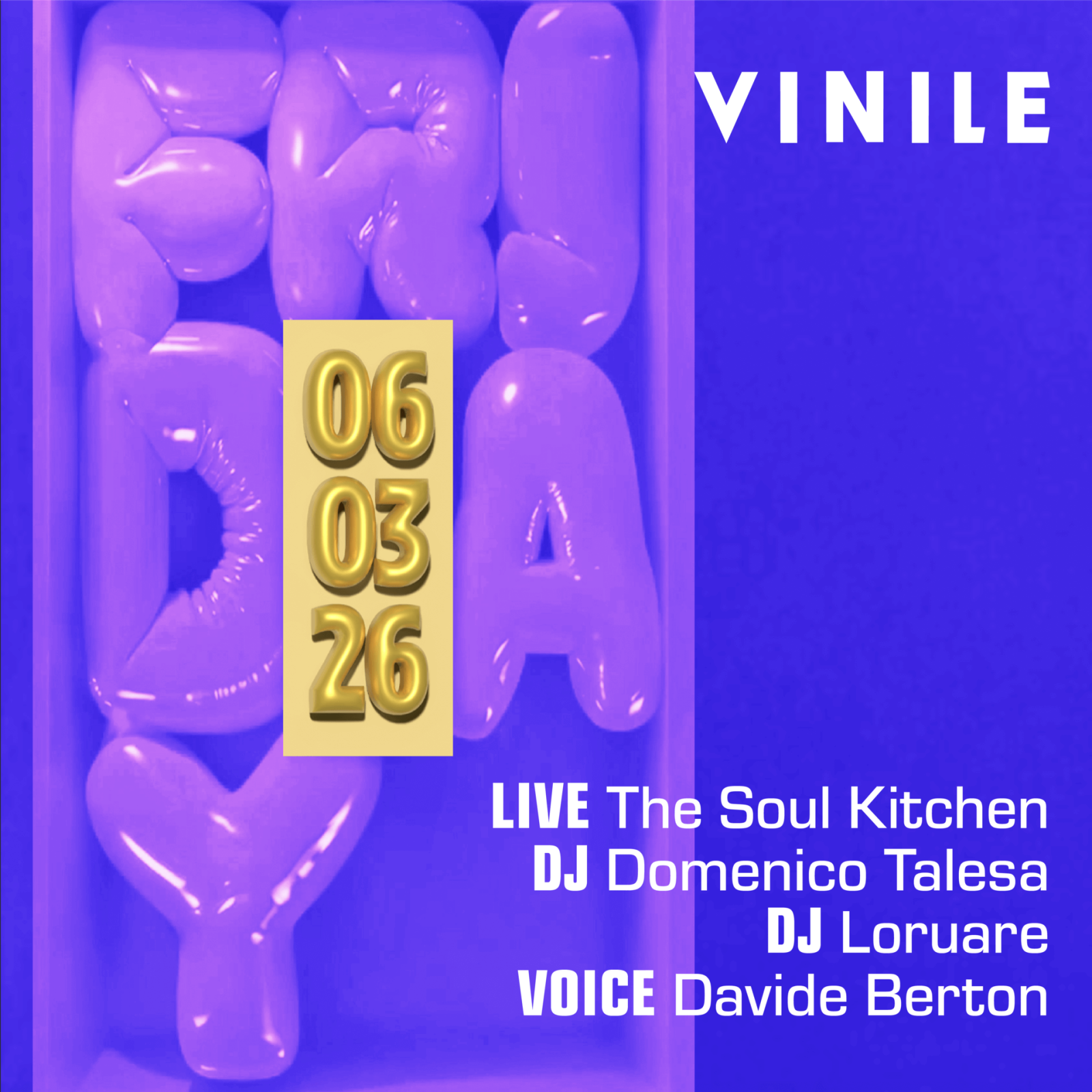 FRIDAY VINILE, venerdì 6 marzo 2026