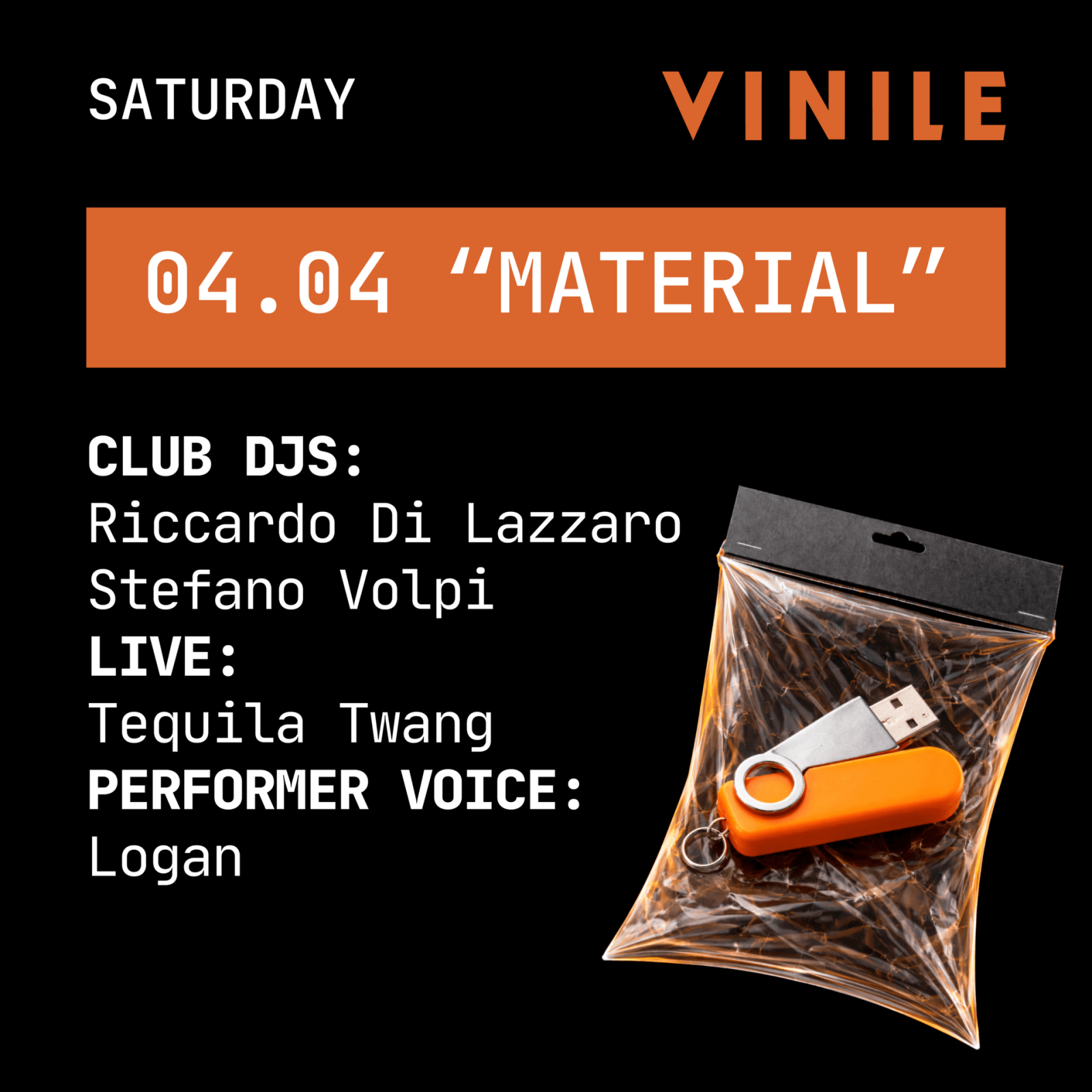 MATERIAL, sabato 4 aprile 2026 al Vinile