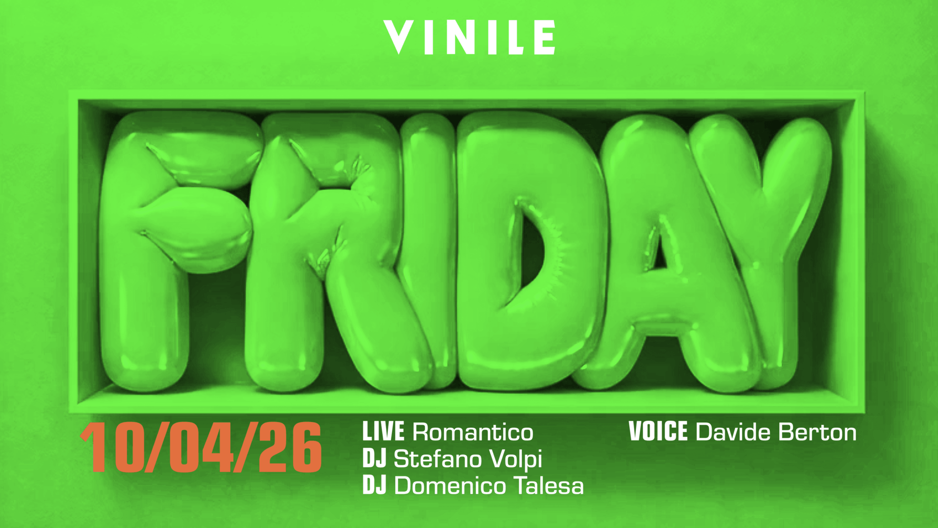 Locandina di FRIDAY VINILE, venerdì 10 aprile 2026