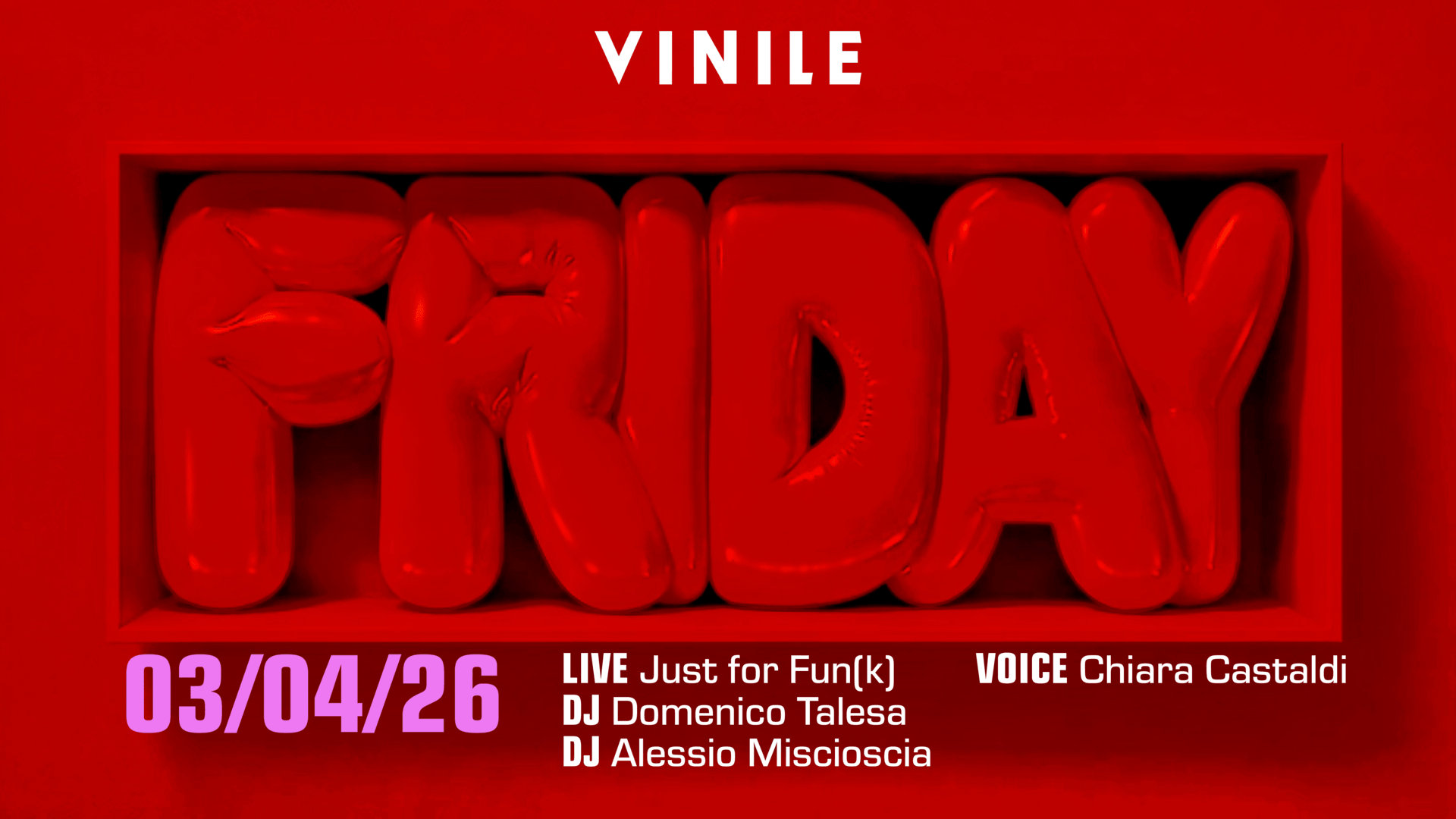 Locandina di FRIDAY VINILE, venerdì 3 aprile 2026