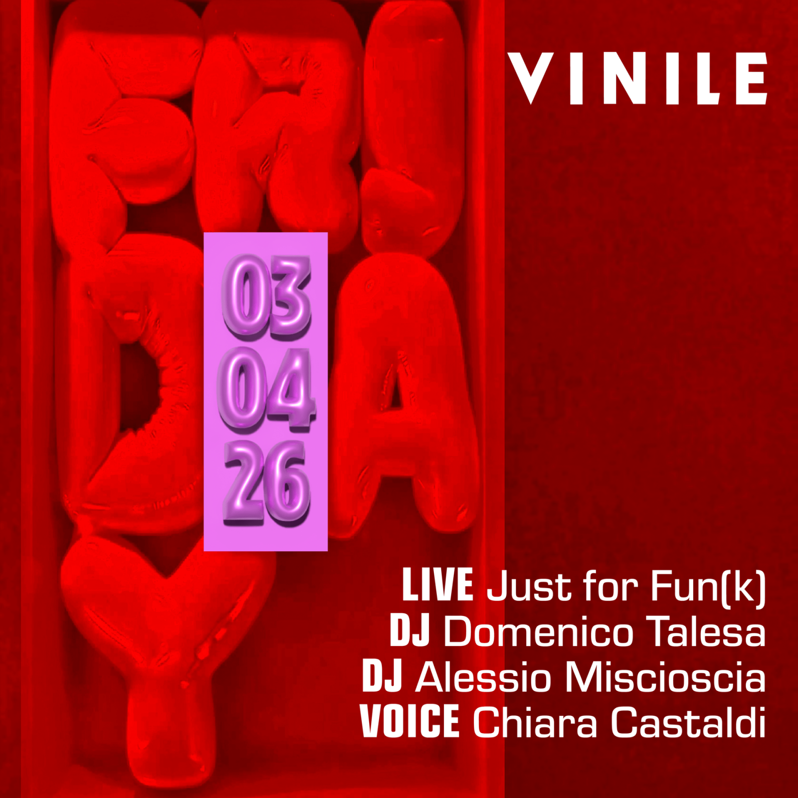 FRIDAY VINILE, venerdì 3 aprile 2026